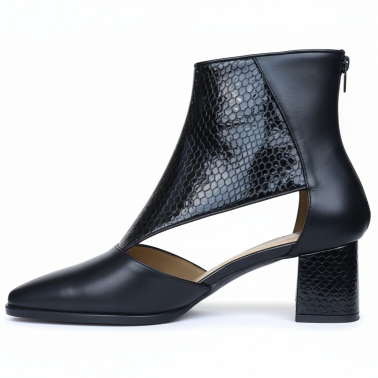 BLOOMING NERA, botines de cuero negro para mujer — D'Poder — miniatura 2