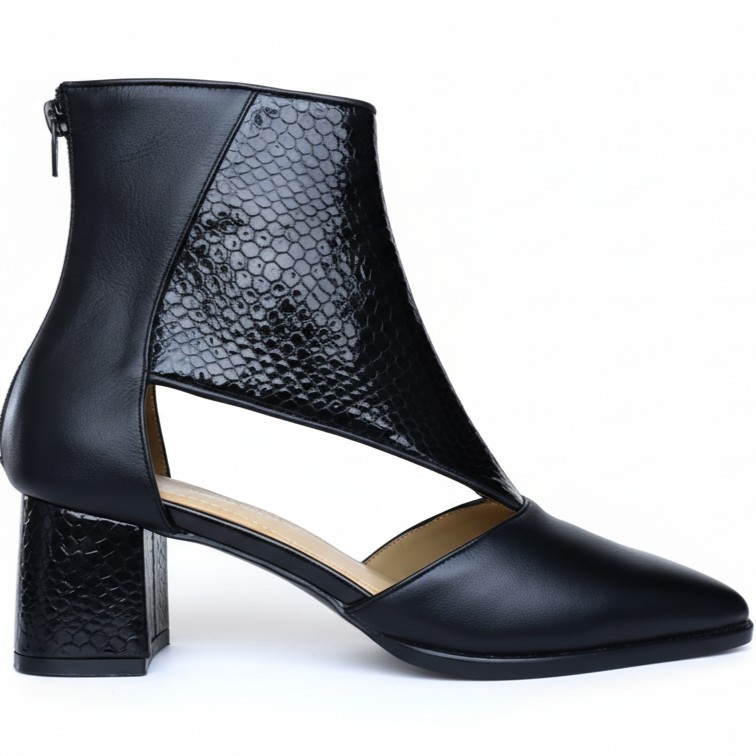 BLOOMING NERA, botines de cuero negro para mujer — D'Poder — miniatura 3