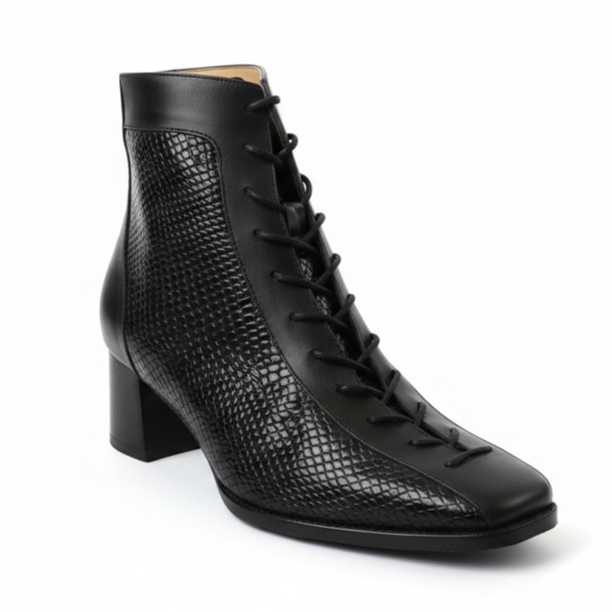 EDEN NERA VERSION 2, botines de cuero negro para mujer