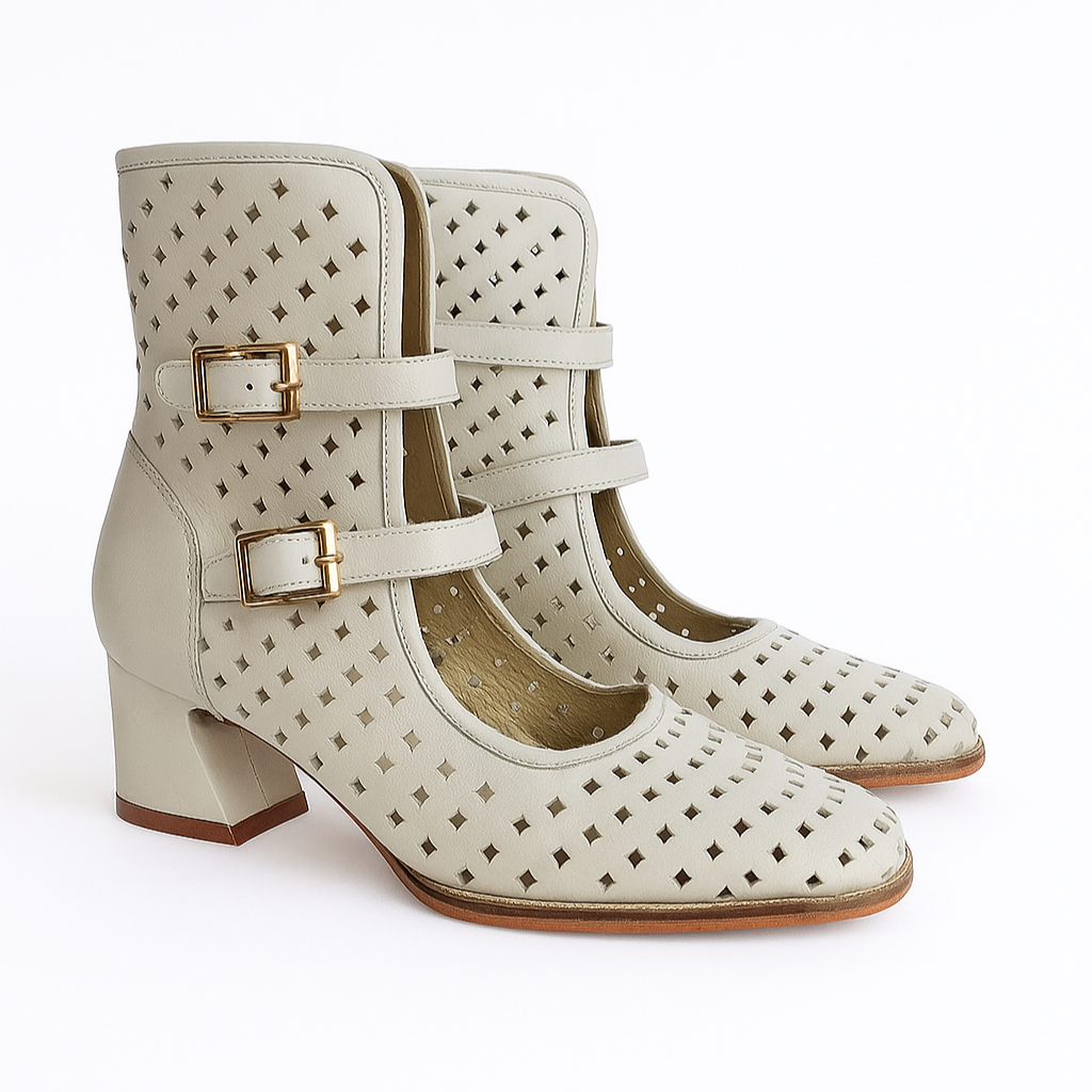 LUNE BLANCO, botines de cuero blanco para mujer — D'Poder — vista 1