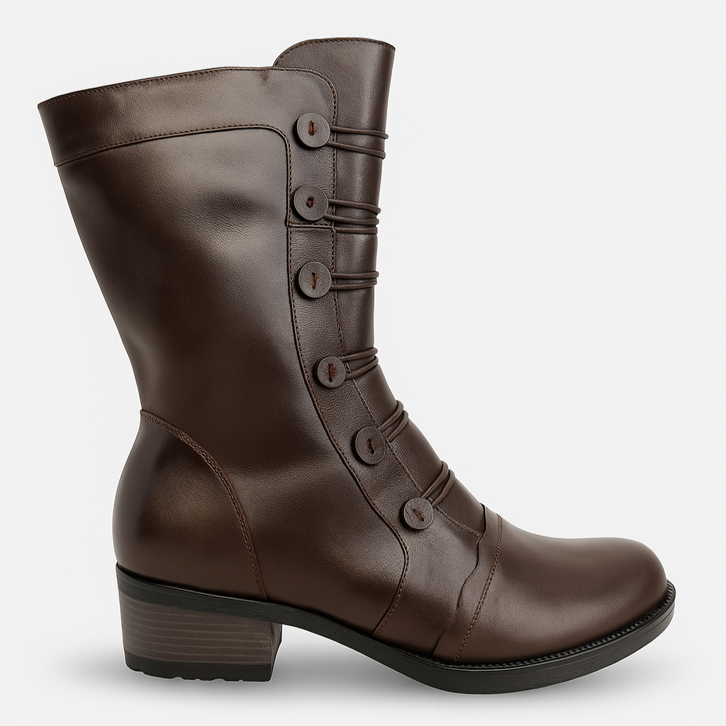 VELMONT - MORO, medias botas de cuero moro para mujer — D'Poder — vista 1