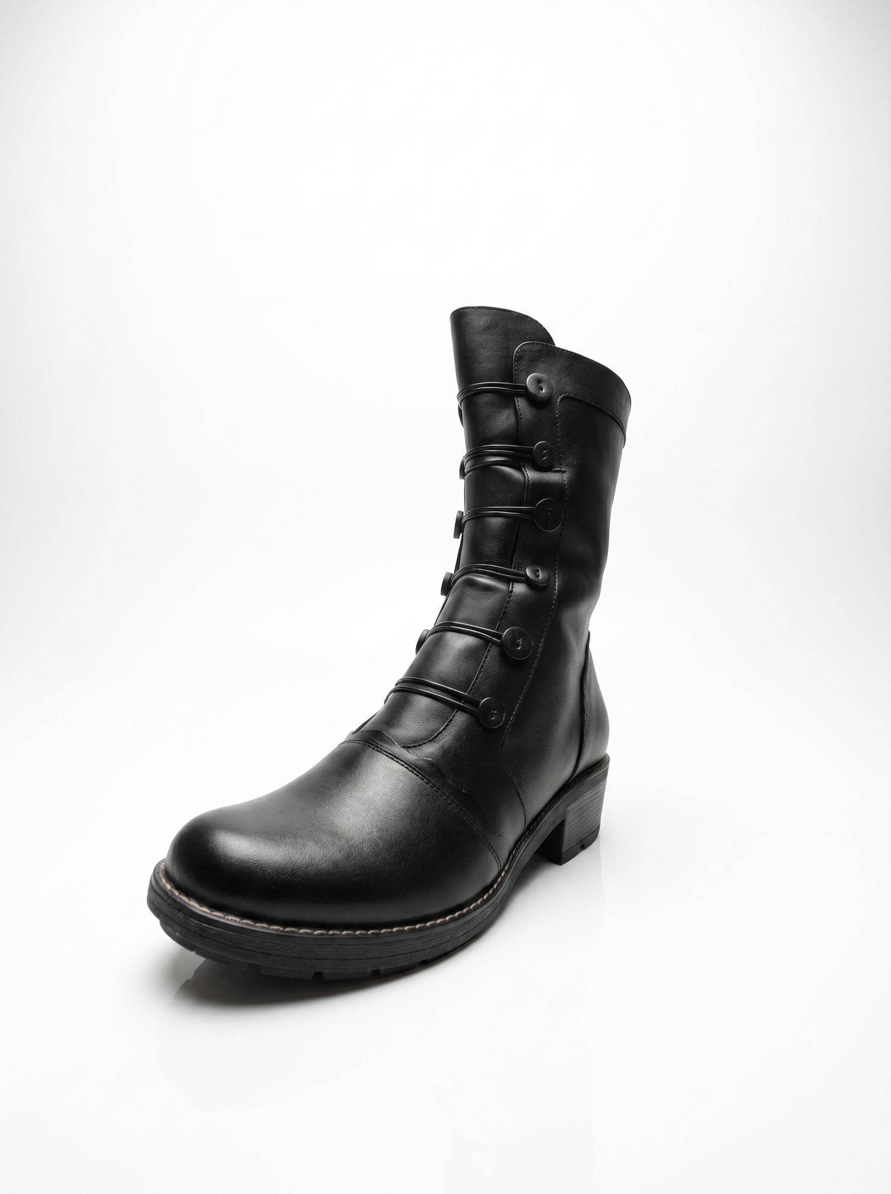VELMONT - NEGRO, medias botas de cuero negro para mujer — D'Poder — miniatura 2