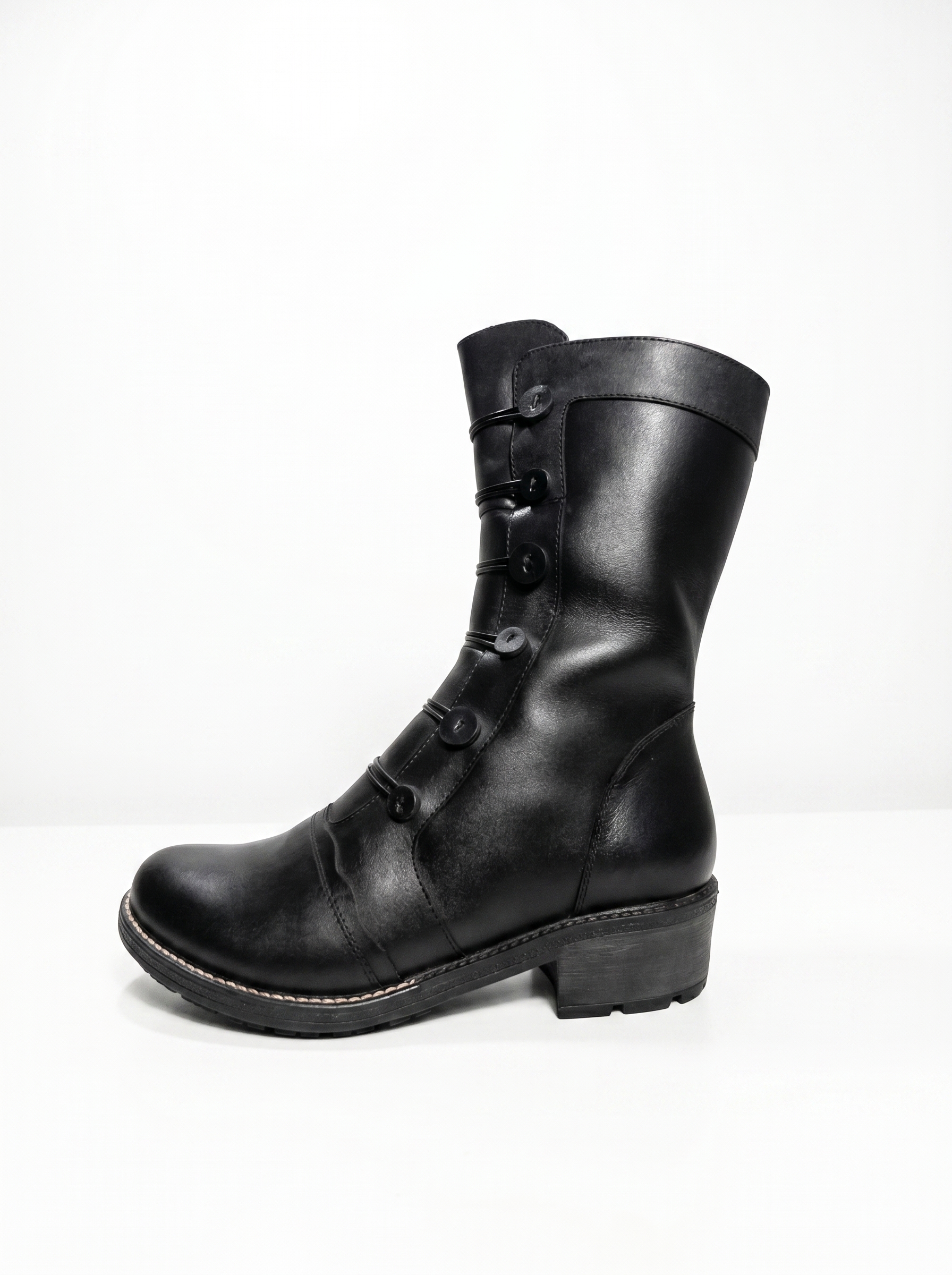 VELMONT - NEGRO, medias botas de cuero negro para mujer — D'Poder — miniatura 3