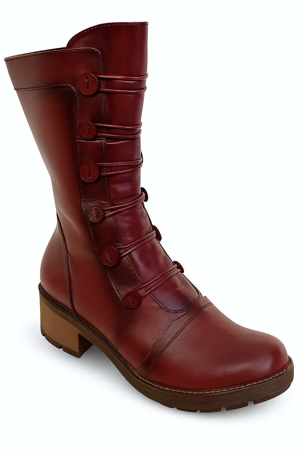 VELMONT - VINO, medias botas de cuero vino para mujer — D'Poder — miniatura 2
