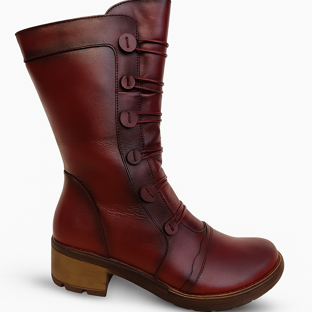 VELMONT - VINO, medias botas de cuero vino para mujer — D'Poder — miniatura 3