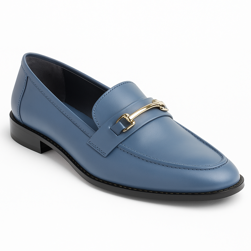 OXFORD - AZUL ACERO, oxford de cuero azul acero para mujer — D'Poder — vista 1