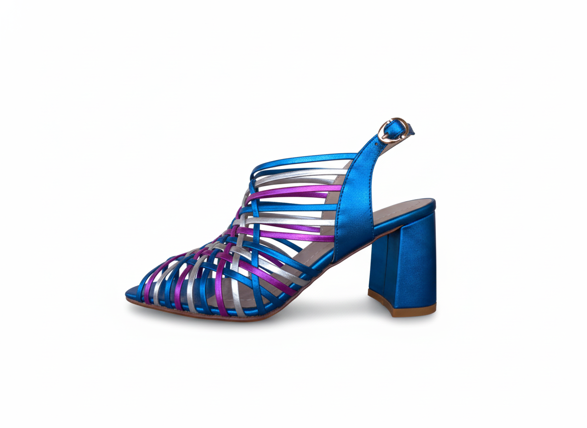 ANDINA AZUL, sandalias de cuero multicolor para mujer — D'Poder — miniatura 2
