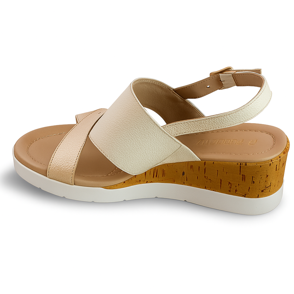 ATENEA - HUESO Y DORADO, sandalias de cuero hueso y dorado para mujer — D'Poder — miniatura 2