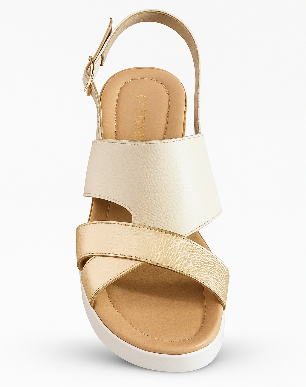 ATENEA - HUESO Y DORADO, sandalias de cuero hueso y dorado para mujer — D'Poder — miniatura 3