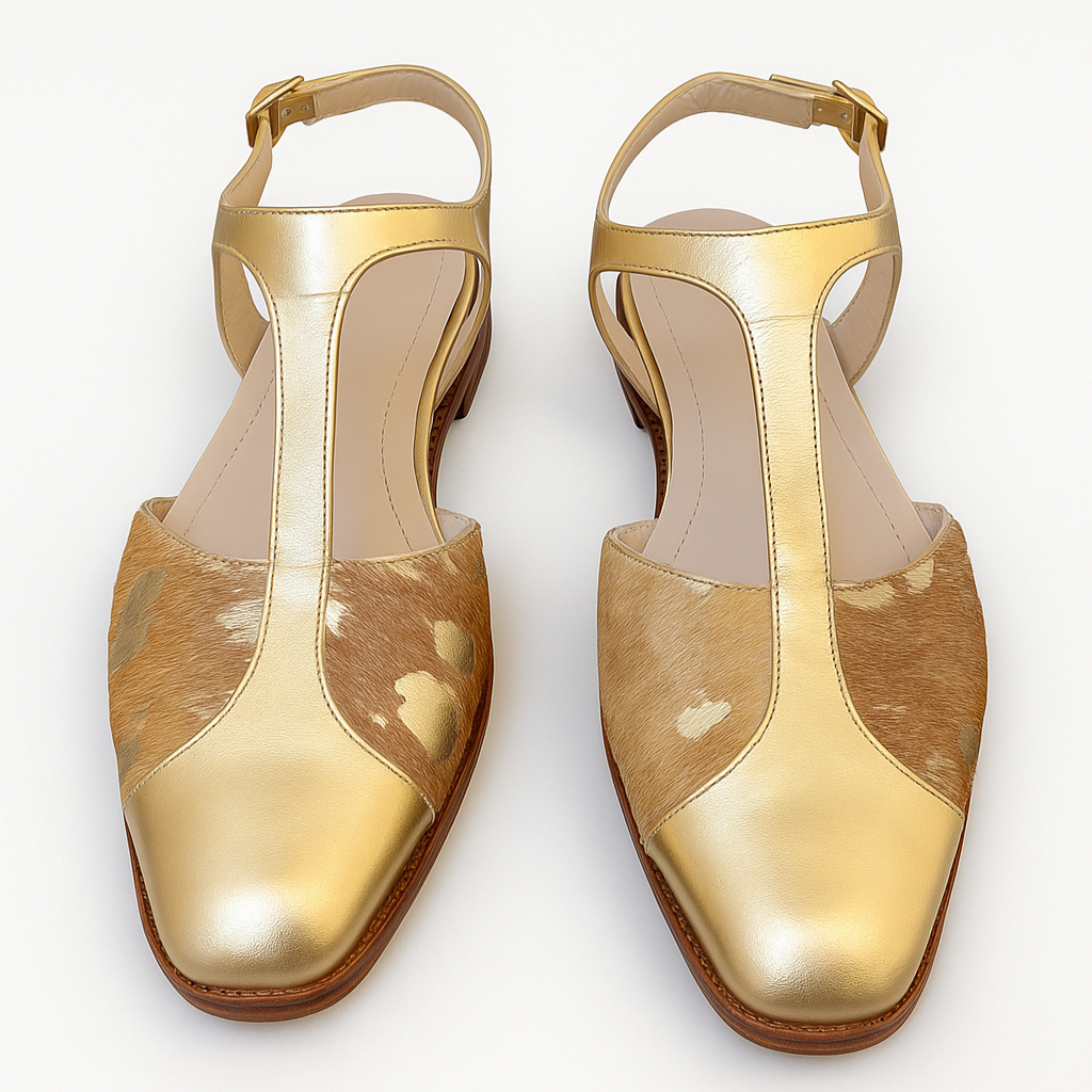 DOREA, sandalias de cuero dorado para mujer — D'Poder — vista 1
