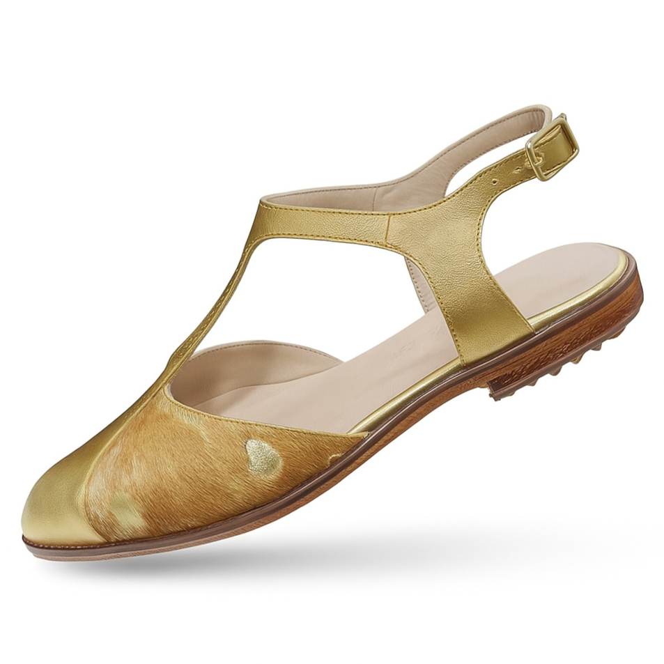 DOREA, sandalias de cuero dorado para mujer — D'Poder — miniatura 2