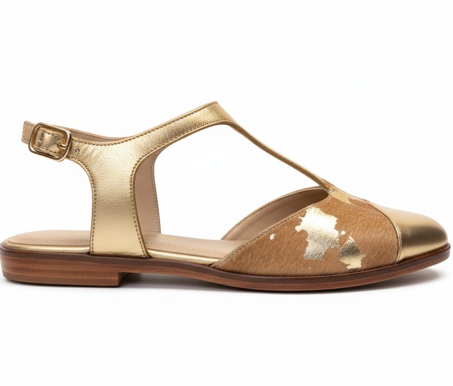 DOREA, sandalias de cuero dorado para mujer — D'Poder — miniatura 4