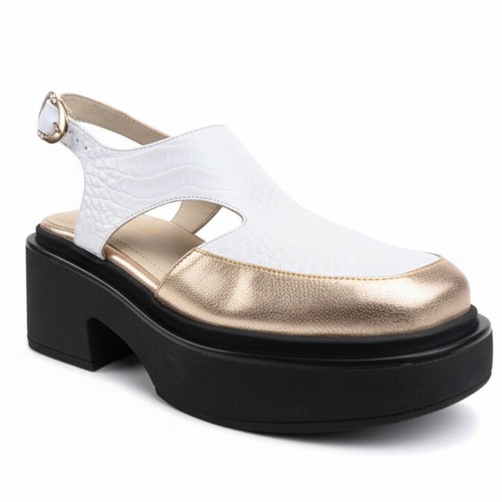 LIBRE, sandalias de cuero blanco para mujer — D'Poder — vista 1