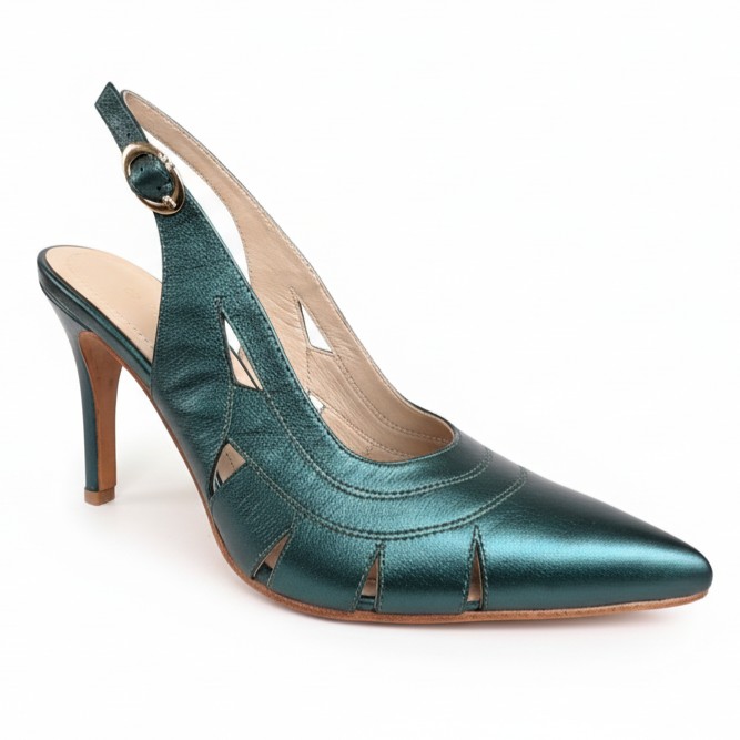 DIVINA VERDE, tacones de cuero burdeos para mujer — D'Poder — vista 1