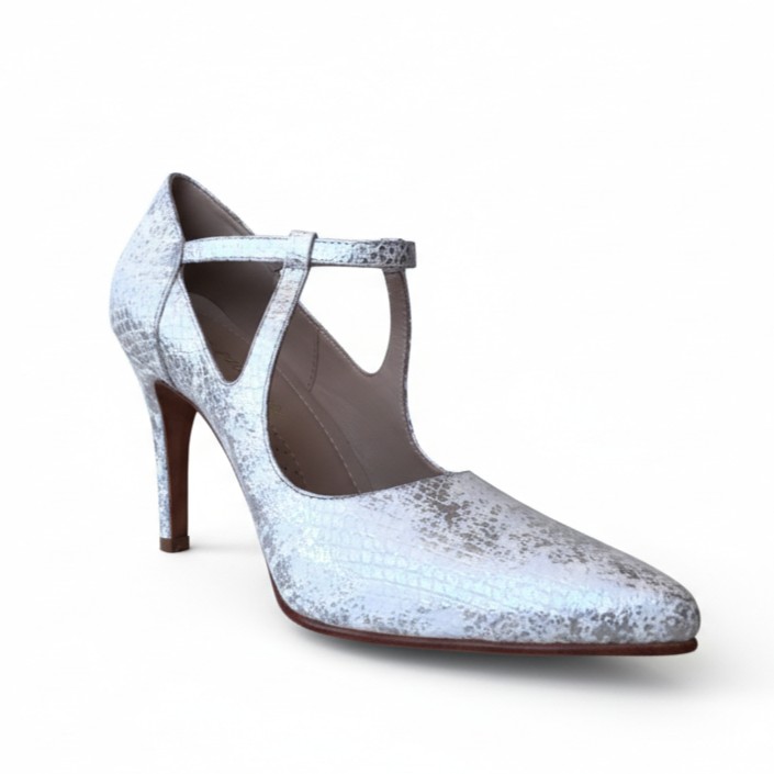 SOÑADA SILVER, tacones de cuero plateado para mujer — D'Poder — vista 1