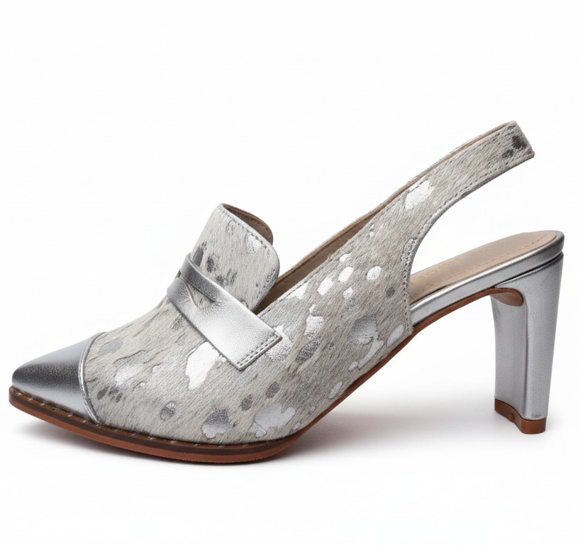 UNICA PLATEADA, zapatos de vestir de cuero plateado para mujer — D'Poder — miniatura 4