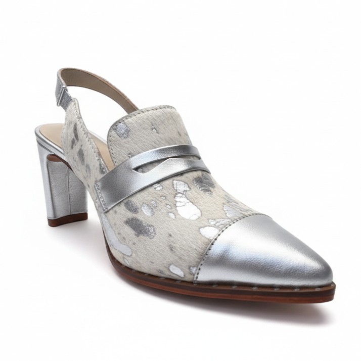 UNICA PLATEADA, zapatos de vestir de cuero plateado para mujer — D'Poder — vista 1