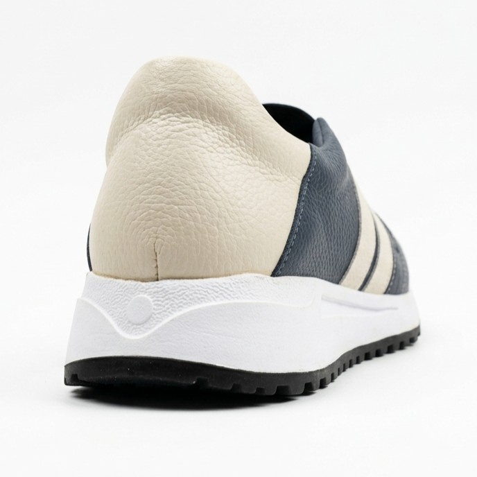 AZUL CON TACHAS, zapatillas de cuero azul marino para mujer — D'Poder — miniatura 3
