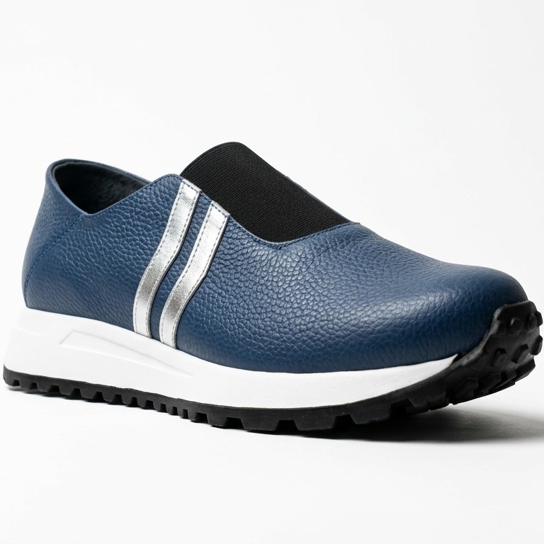 AZUL, zapatillas de cuero azul marino para mujer — D'Poder — miniatura 2