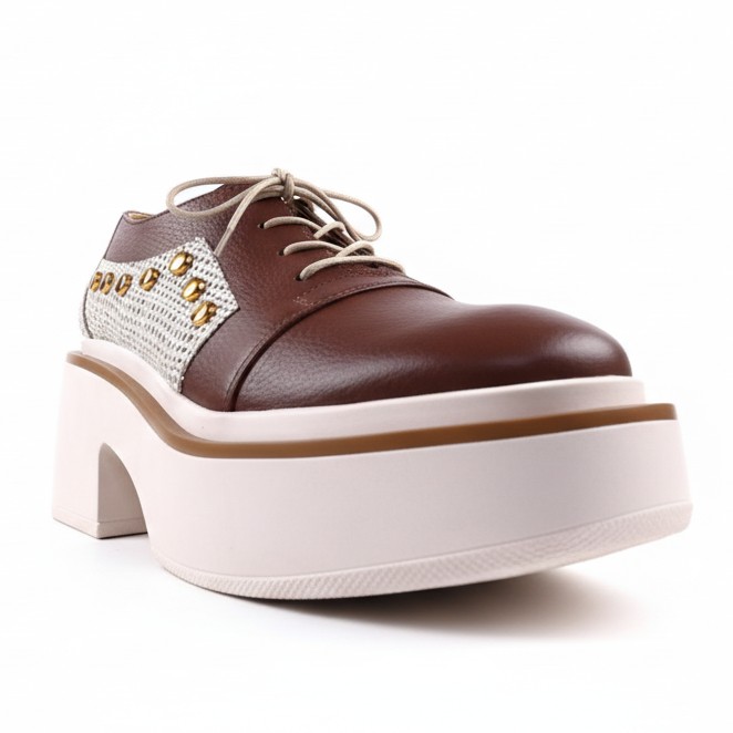 GOLD CHOCOLATE, zapatillas de cuero chocolate para mujer — D'Poder — miniatura 3