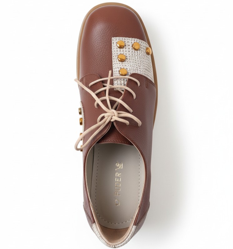 GOLD CHOCOLATE, zapatillas de cuero chocolate para mujer — D'Poder — miniatura 4